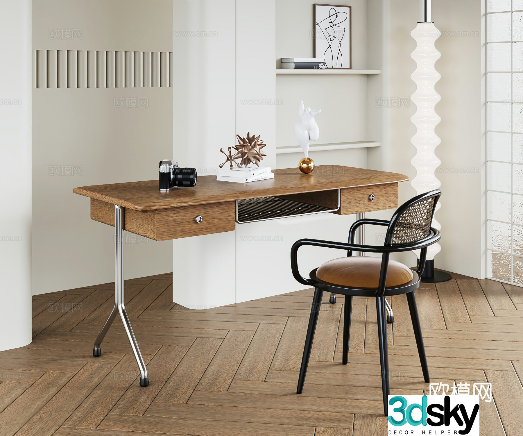 Middle -aged Wind desk chair 3D model