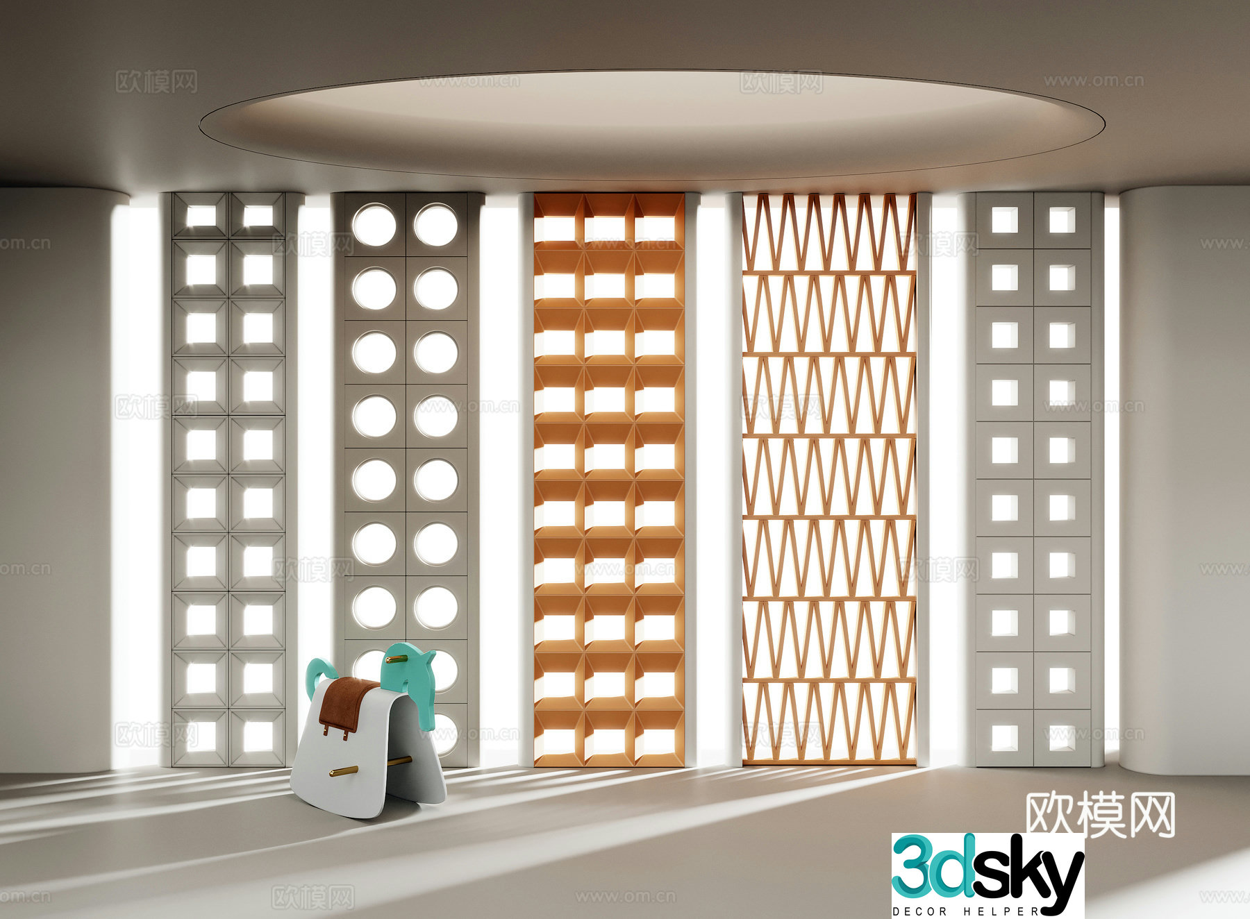 Modern hollow cement brick partition Hollow brick foam brick grating brick wall 3d model