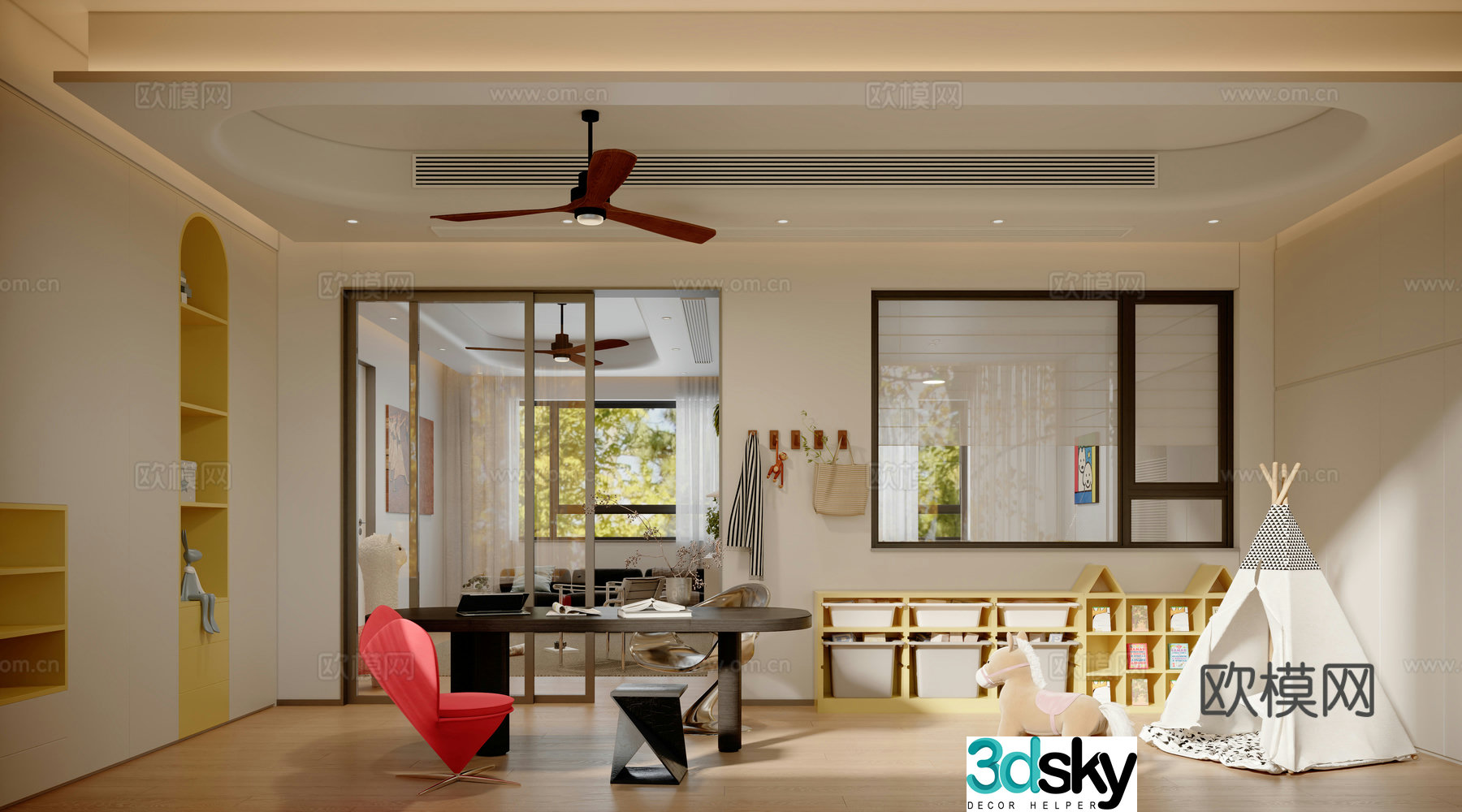 Modern children’s study entertainment area 3D model