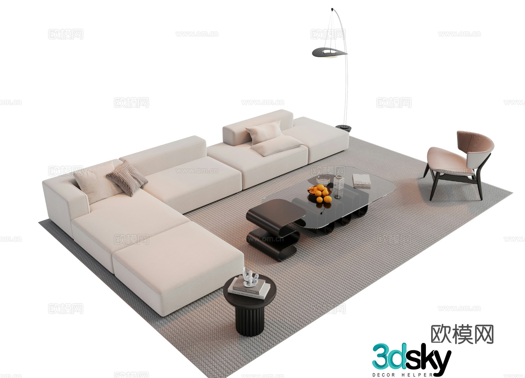 Modern combination sofa 3d model