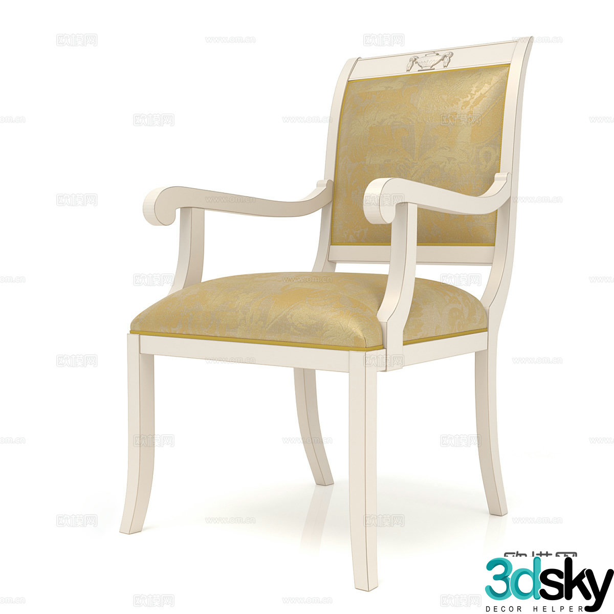 French dining chair casual chair 3D model