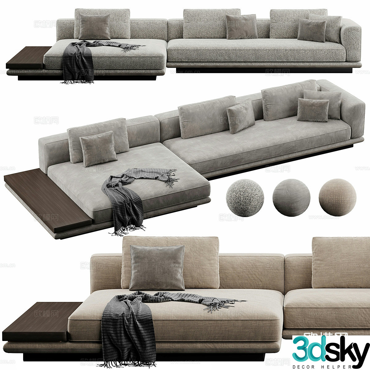 Modern corner sofa multiplayer sofa 3d model