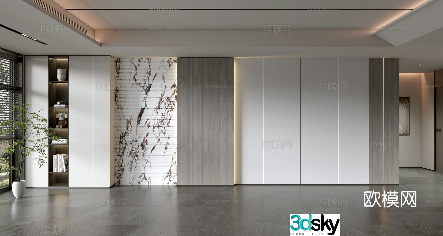 Modern sofa background wall 3d model