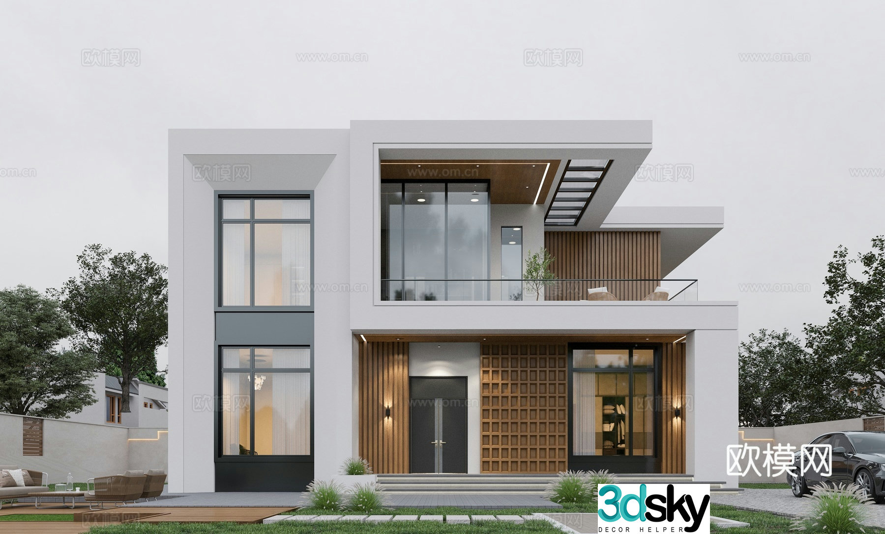 Modern single -family villa building appearance 3D model