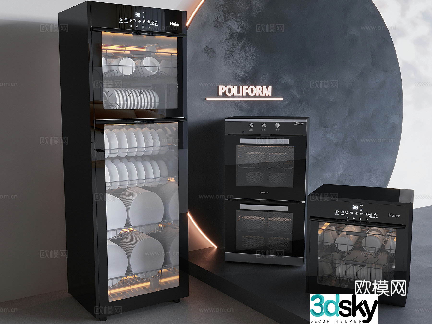 Smart disinfection cabinet dishes 3D model