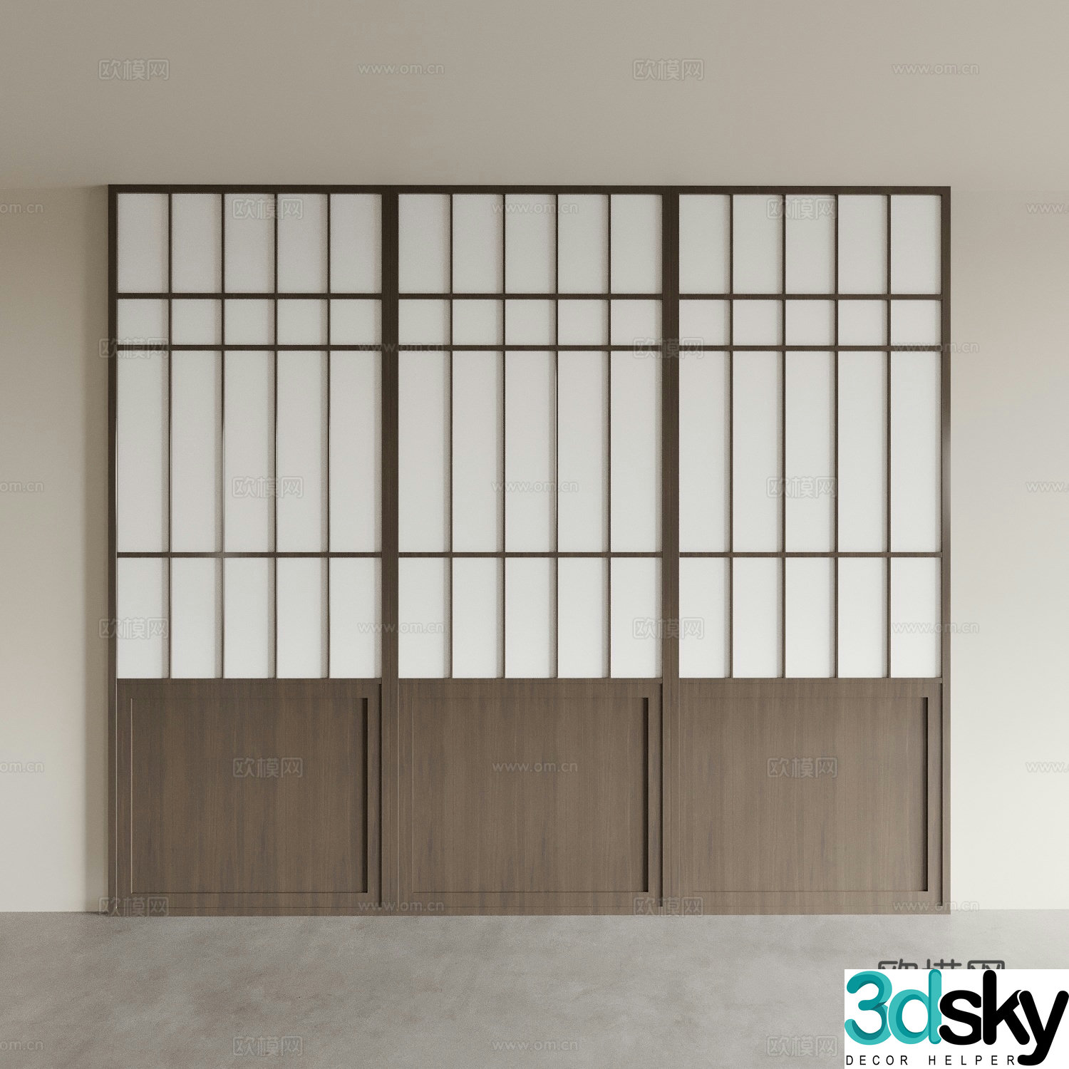 Japanese door sliding door kitchen door balcony door 3d model