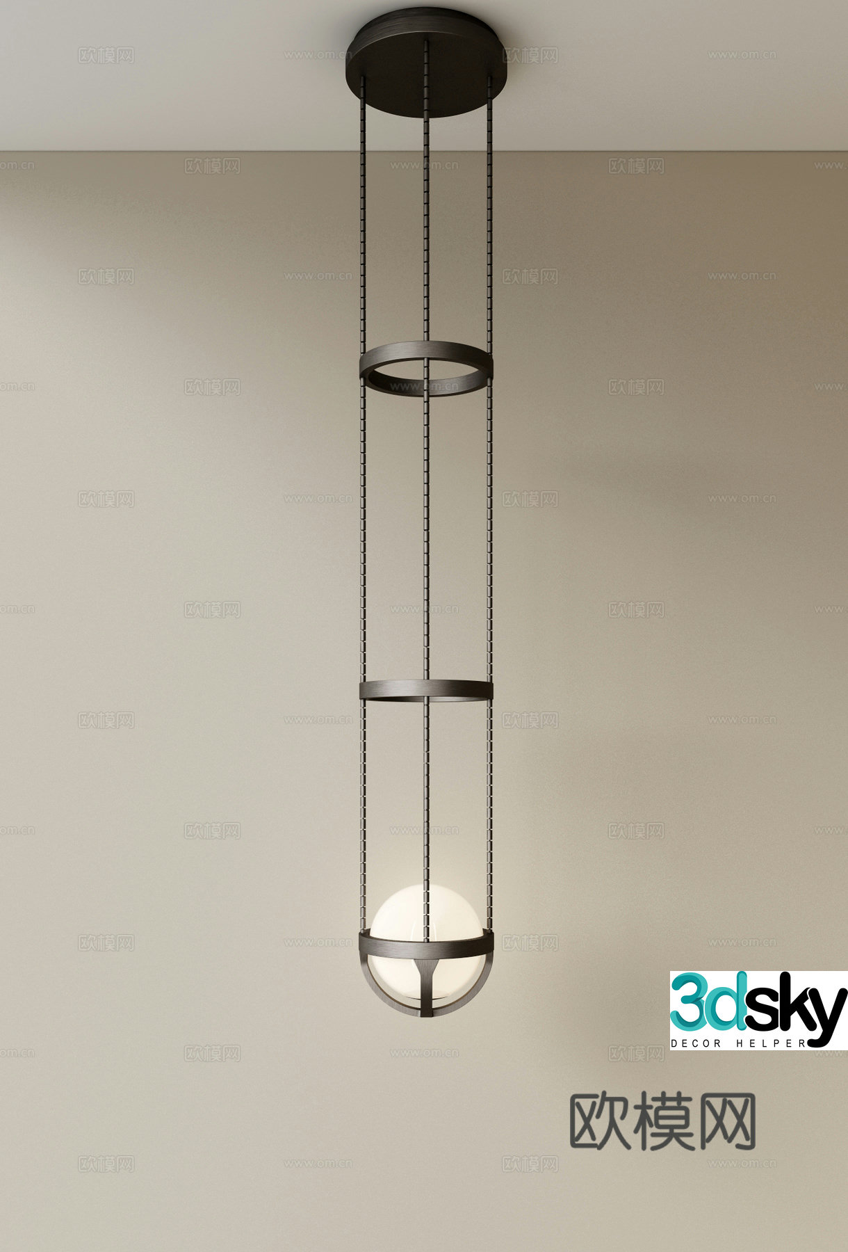 Modern creative chandelier bedside chandelier 3d model