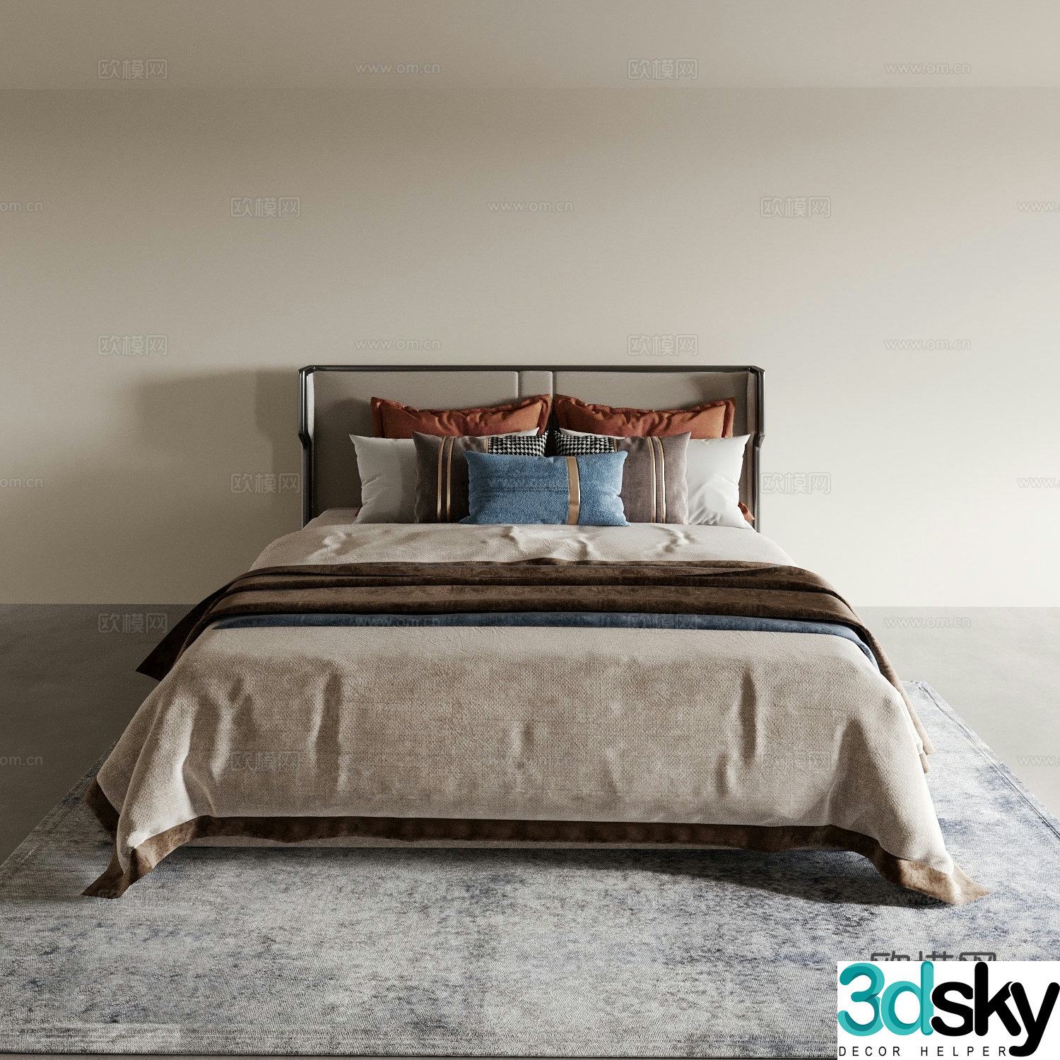 New Chinese double bed 3D model