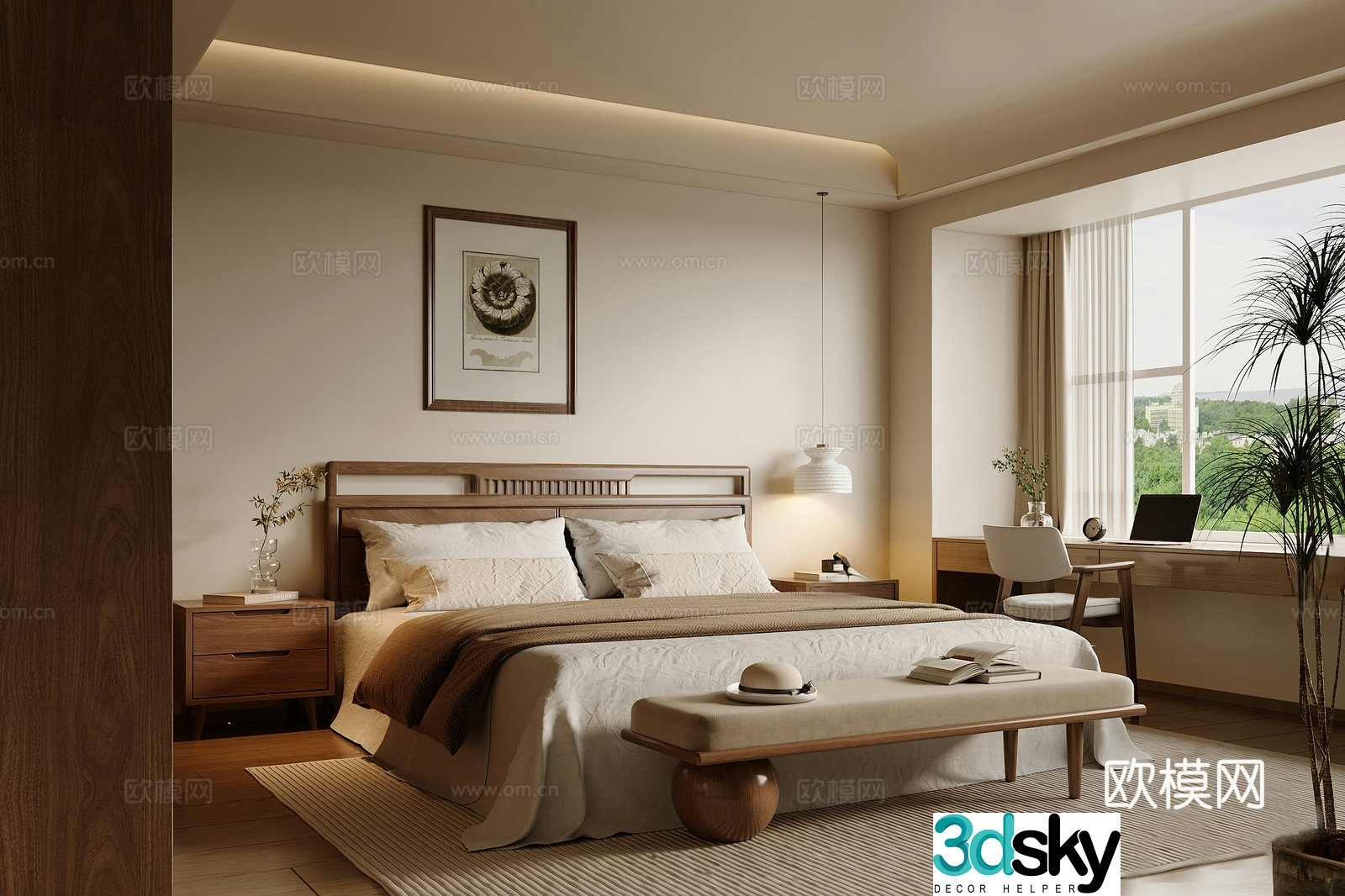 Middle style bedroom master bedroom 3D model