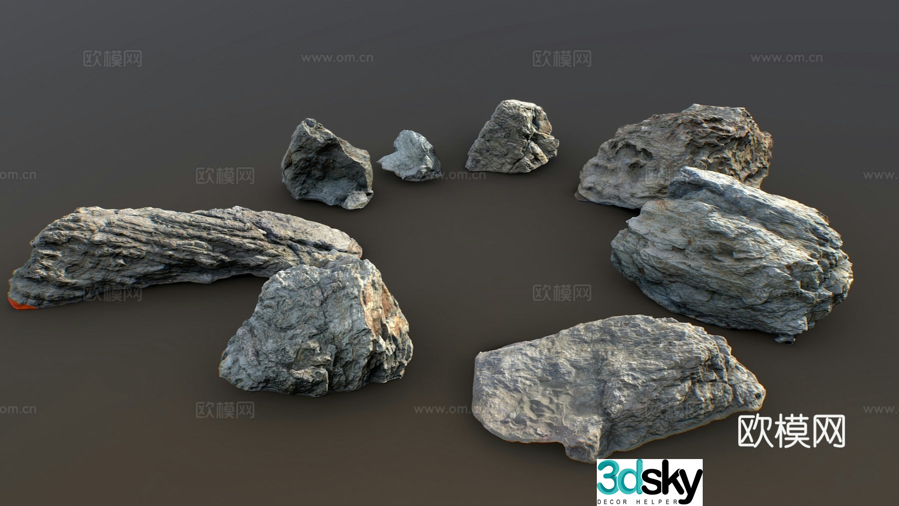 Modern stone landscape stone stone pier Taishan stone Xuelang stone 3D model