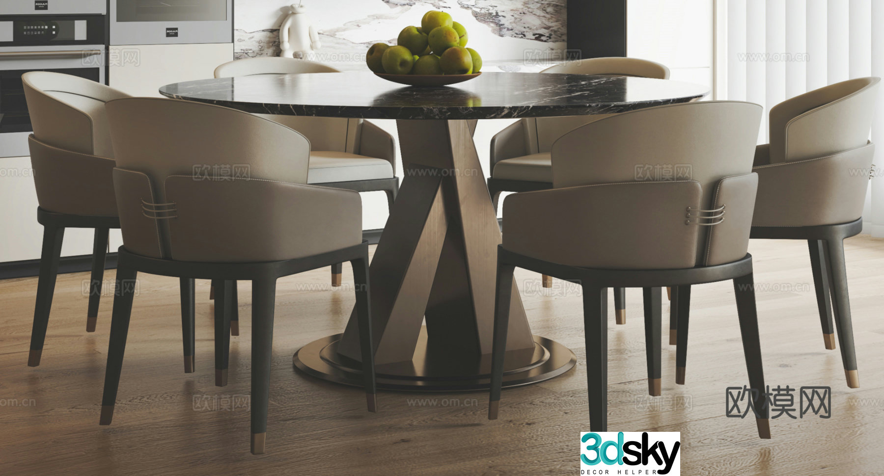 Italian dining table and chair 3D model