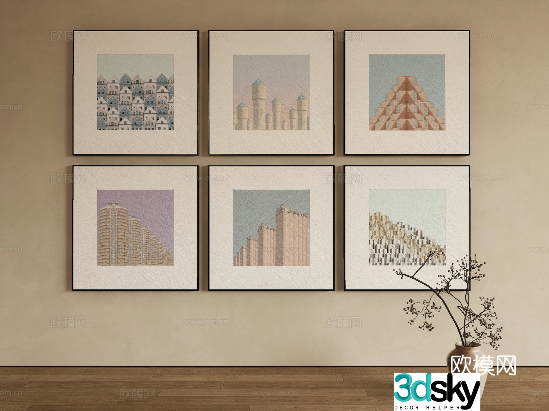Modern architectural painting Decorative painting 3d model