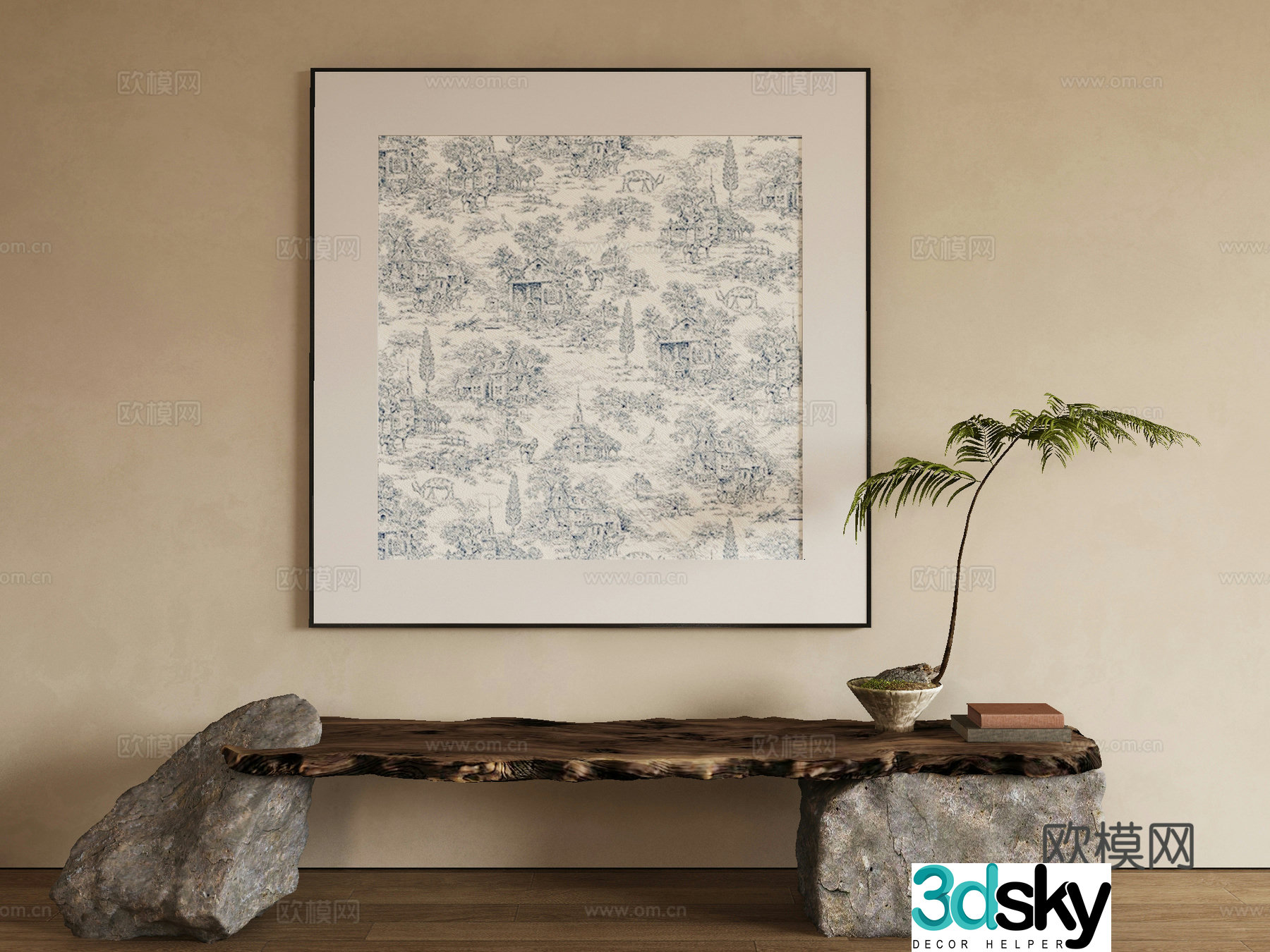 Modern texture painting decorative painting 3d model
