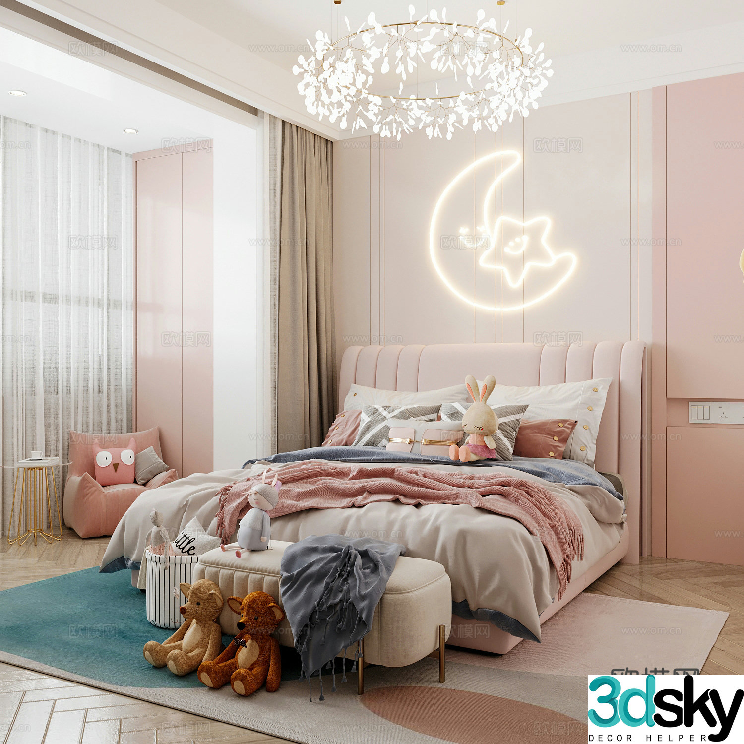 Modern children’s room girl’s room 3d model