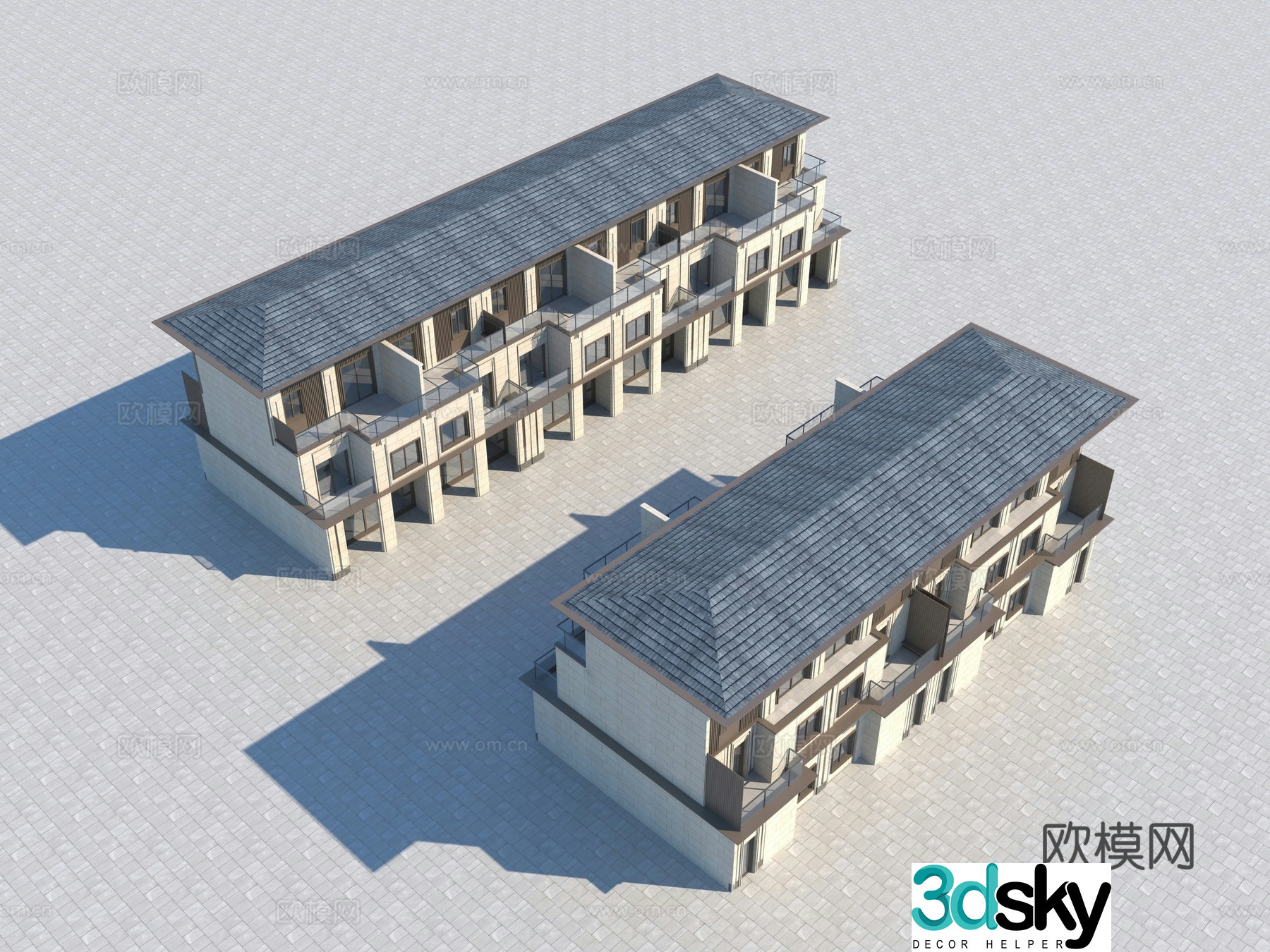 New Chinese-style villa appearance 3D model