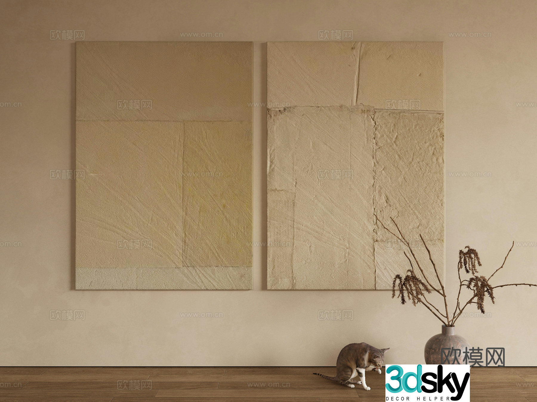 Modern texture painting decorative painting 3d model