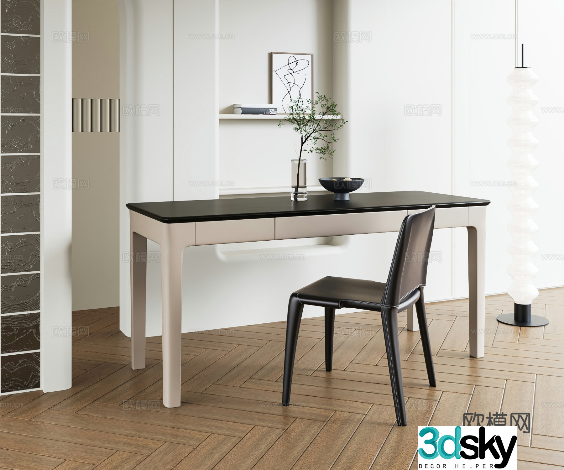Modern desk and chair 3d model