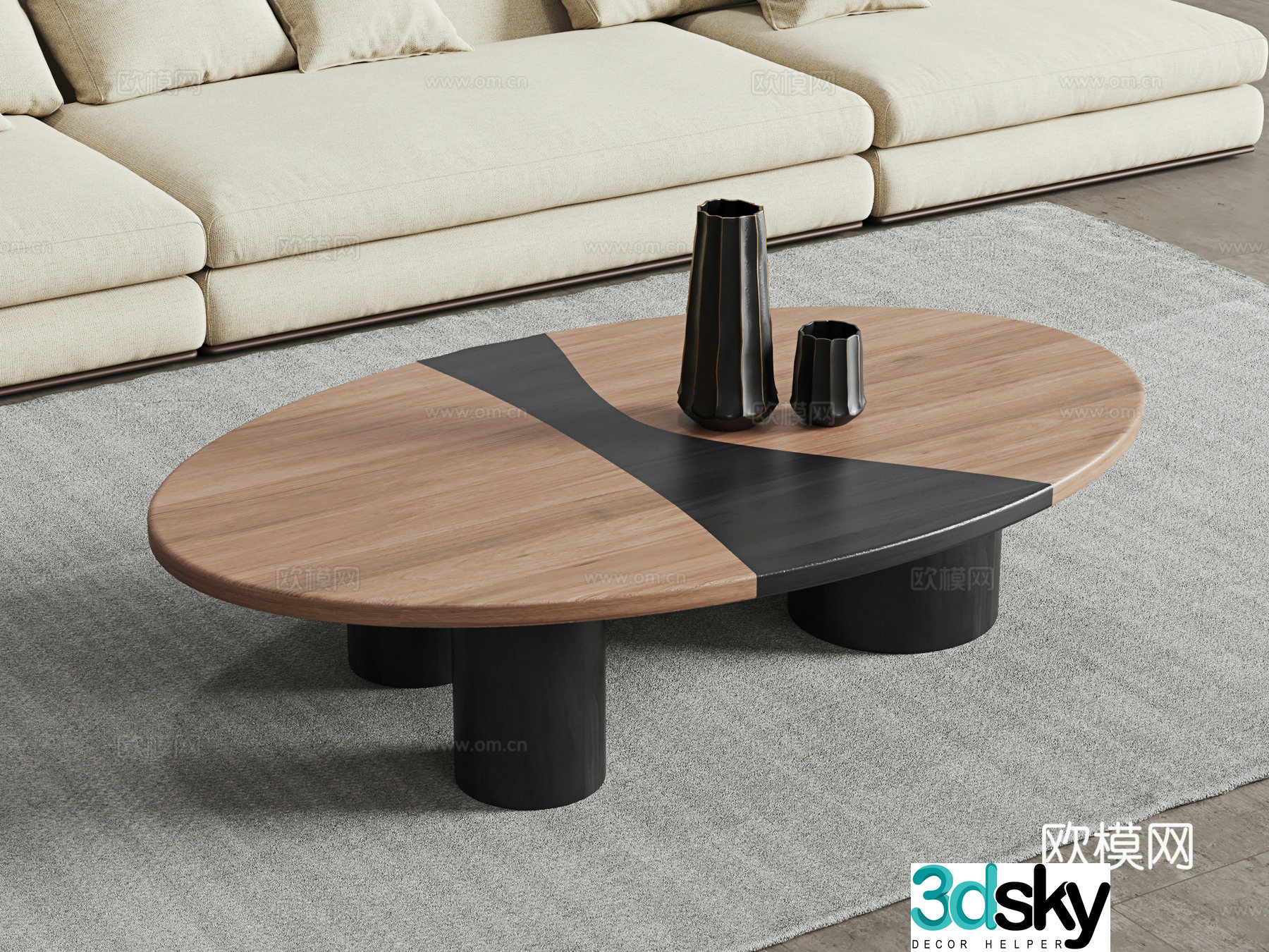 Middle-aged style coffee table 3D model