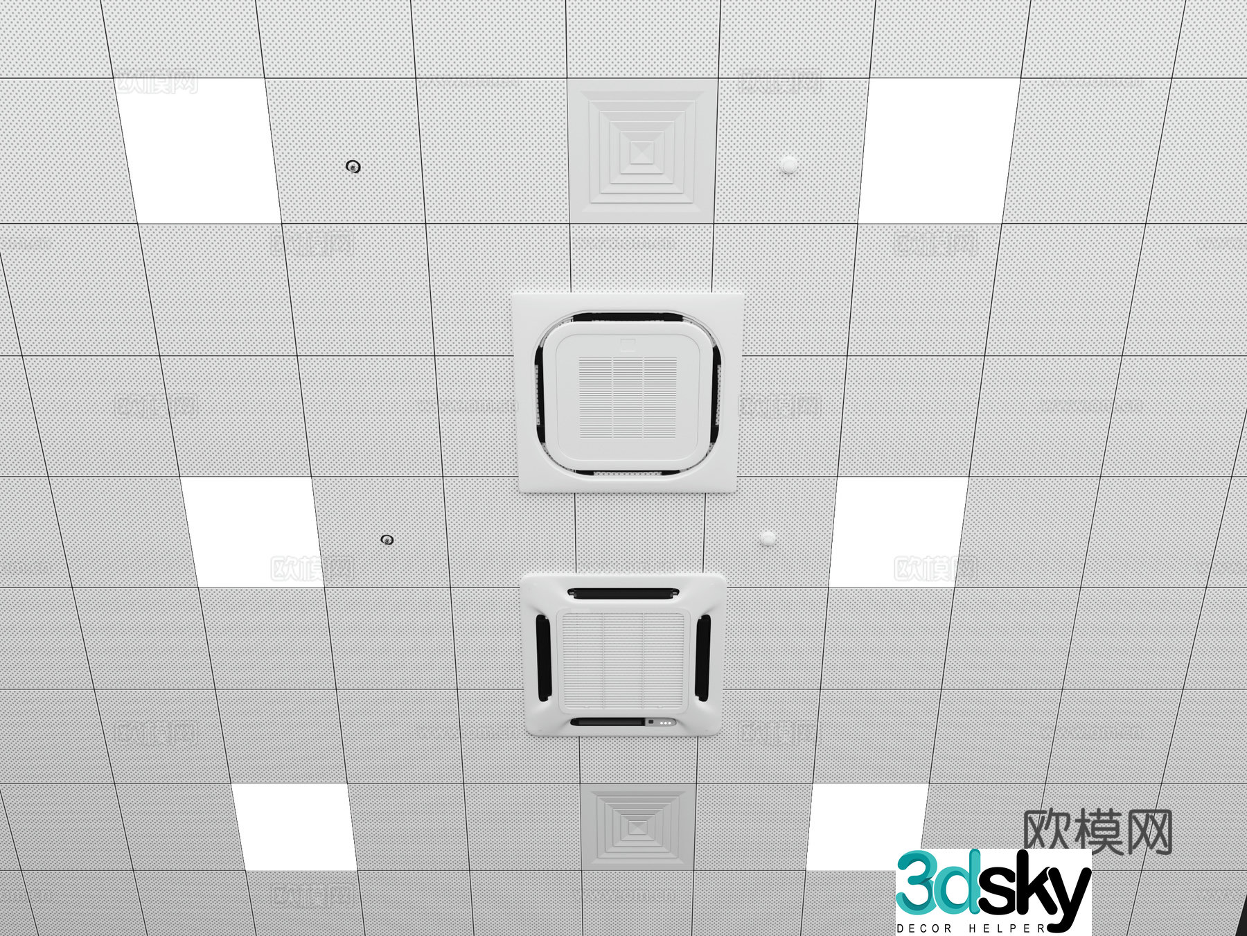 Punched aluminum plate ceiling 3D model