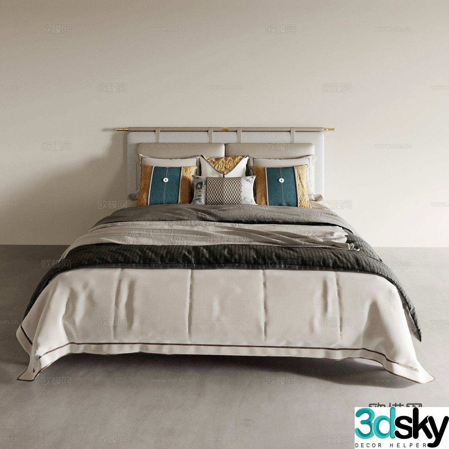 New Chinese double bed 3D model