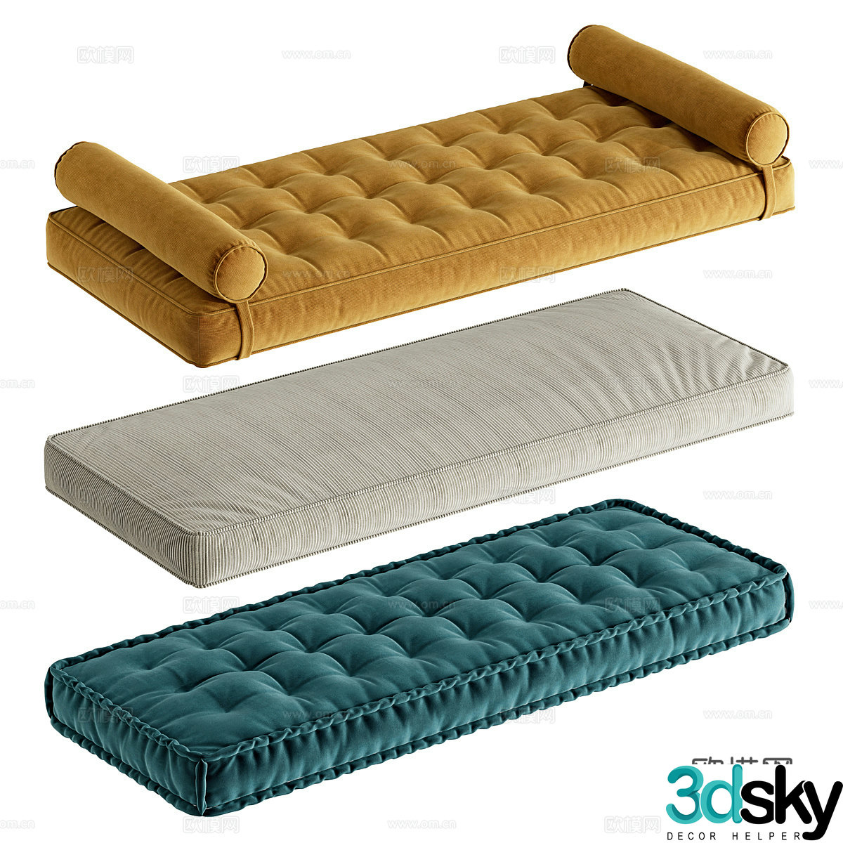 New Chinese style seat cushion bay window cushion 3D model