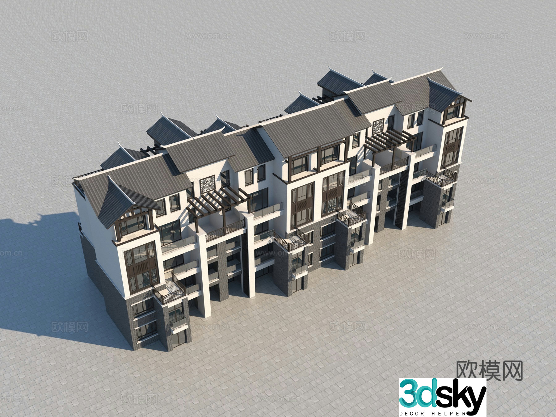 New Chinese-style villa appearance 3D model