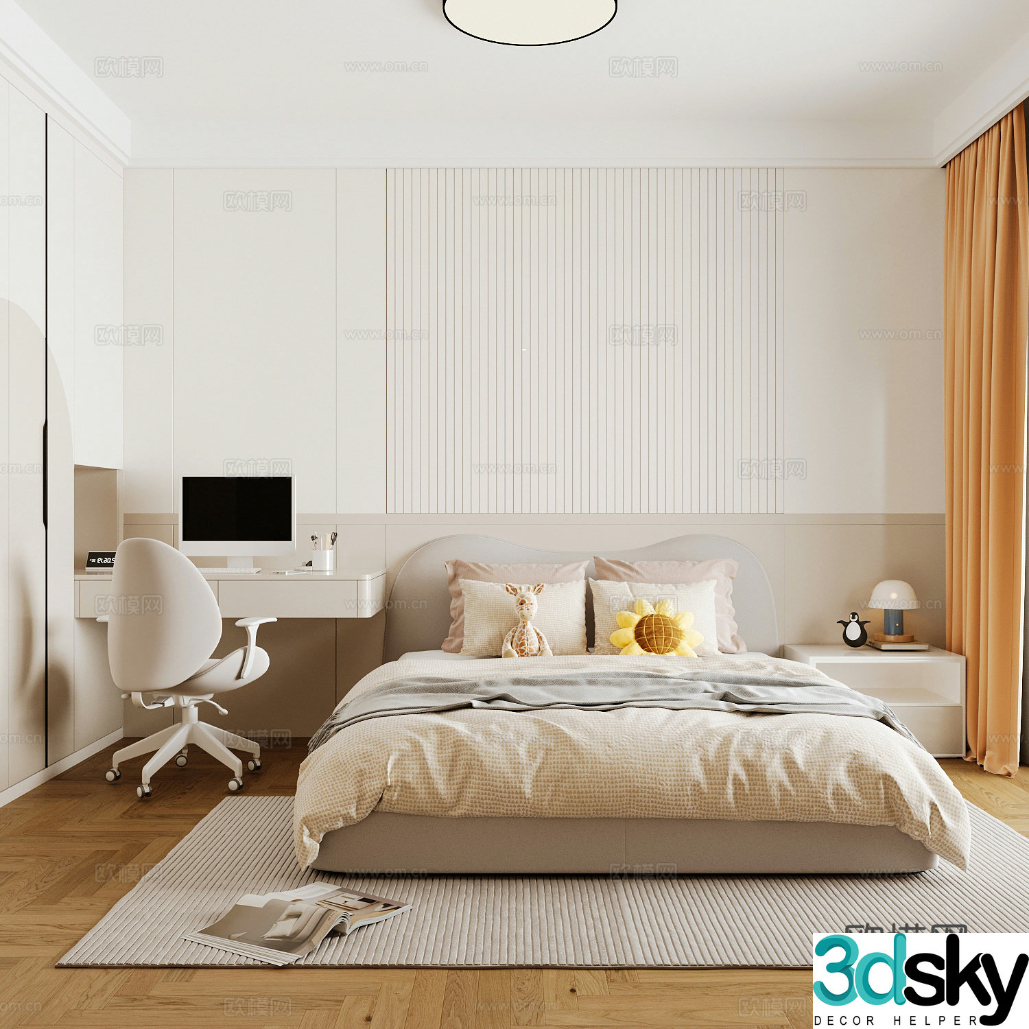 Modern children’s room girl’s room 3d model