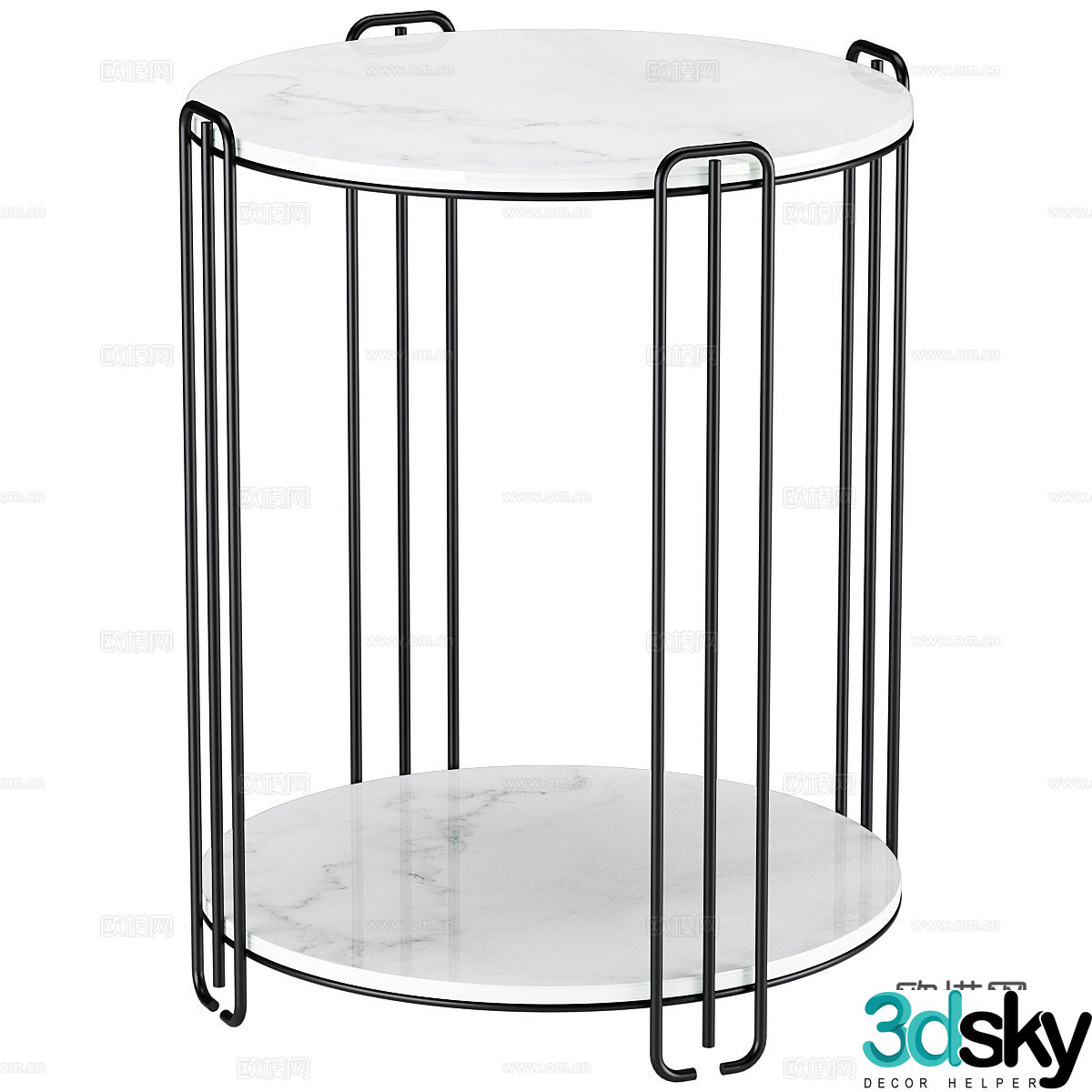 Modern side table angle table circle table 3D model