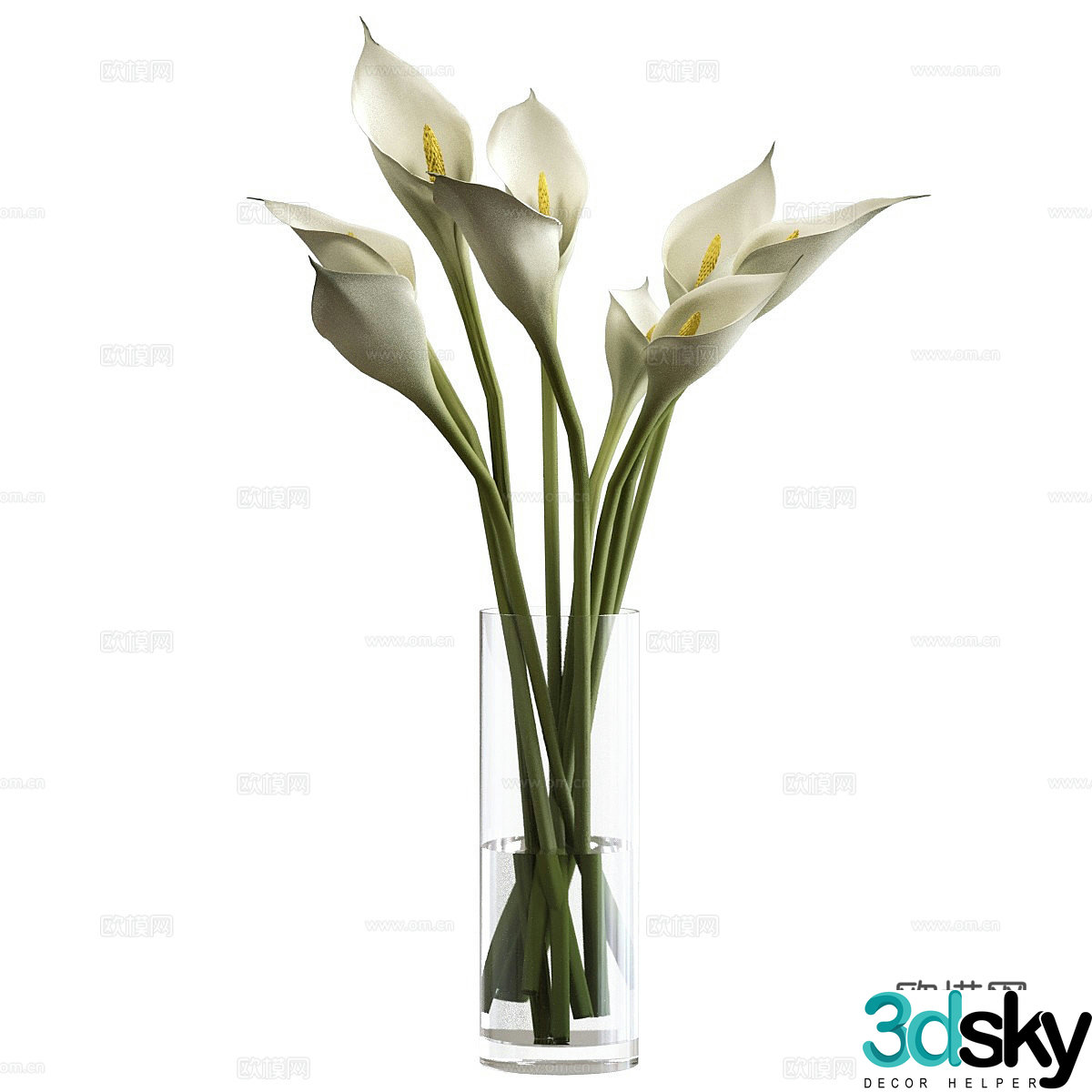 Horseshoe lotus bottle flower art 3D model