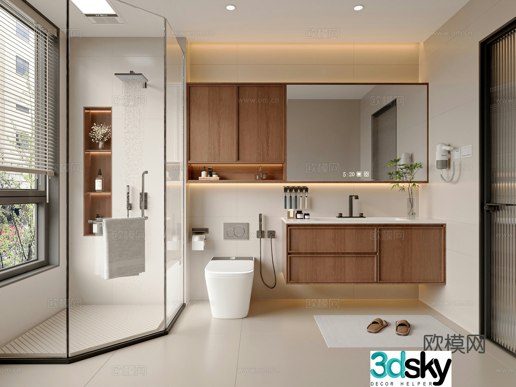 Middle style bathroom 3d model