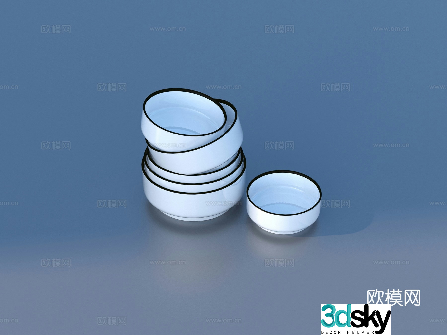 plate spoon bowl tableware kitchen utensils 3d model