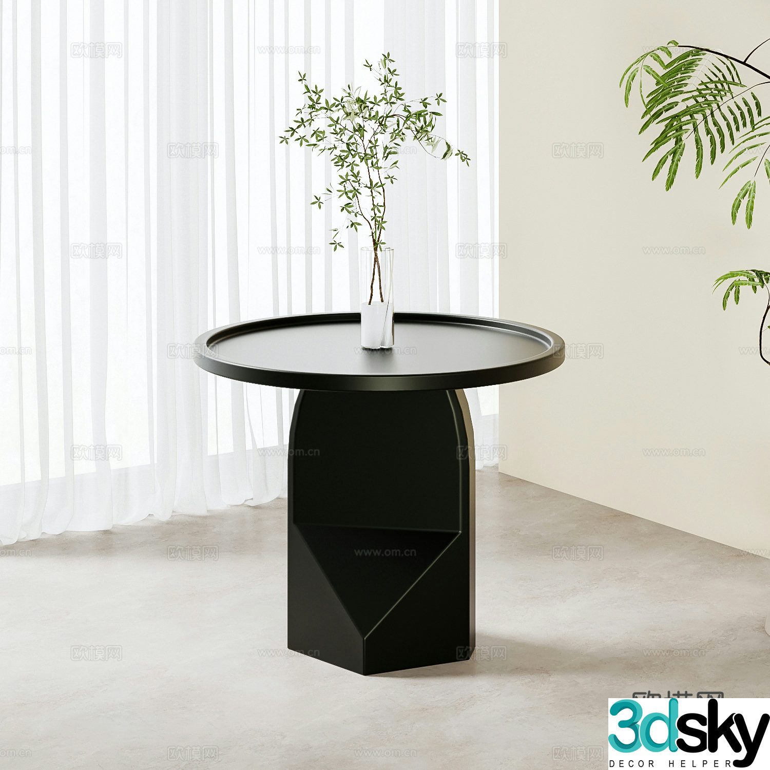 Modern round table side table angle table 3D model