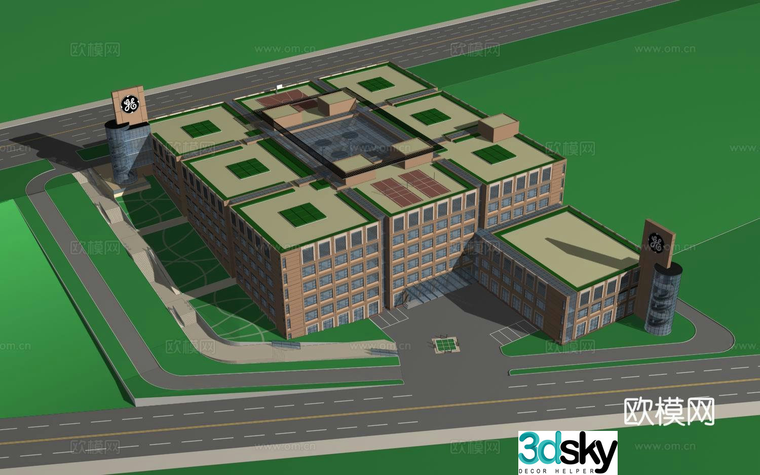 Multi -layer public built bird -viewed 3D model