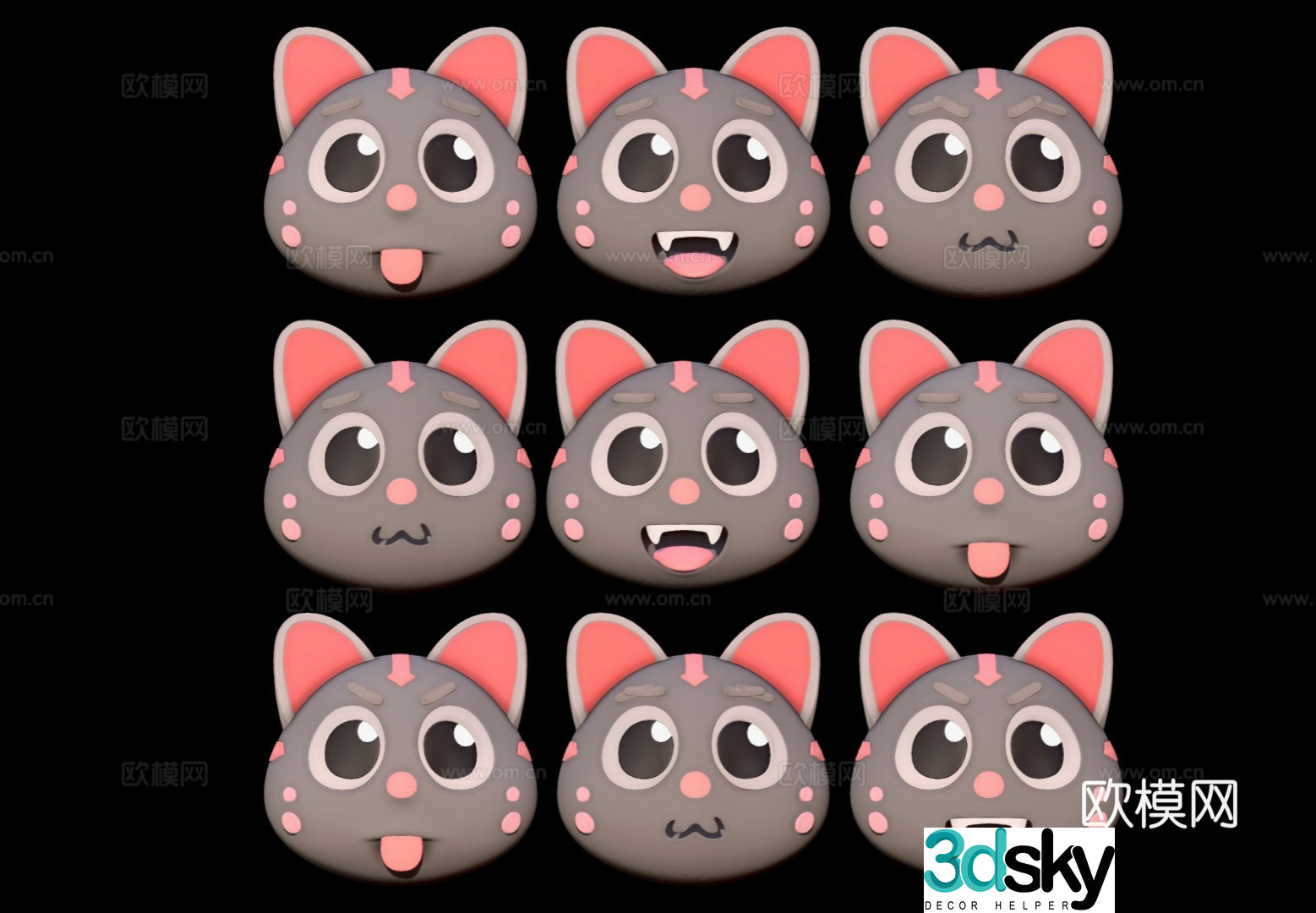 Toys Plush Toys Doll Bear Emoticon Pack Cute Emoticon 3D Model 3D Model