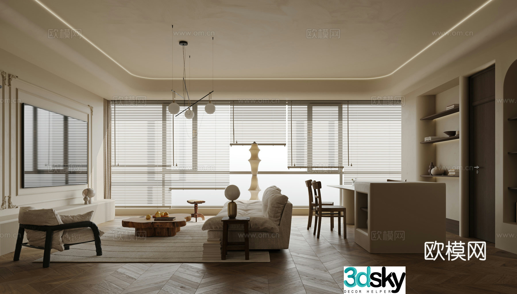 Creamy Style Restaurant 3D Model