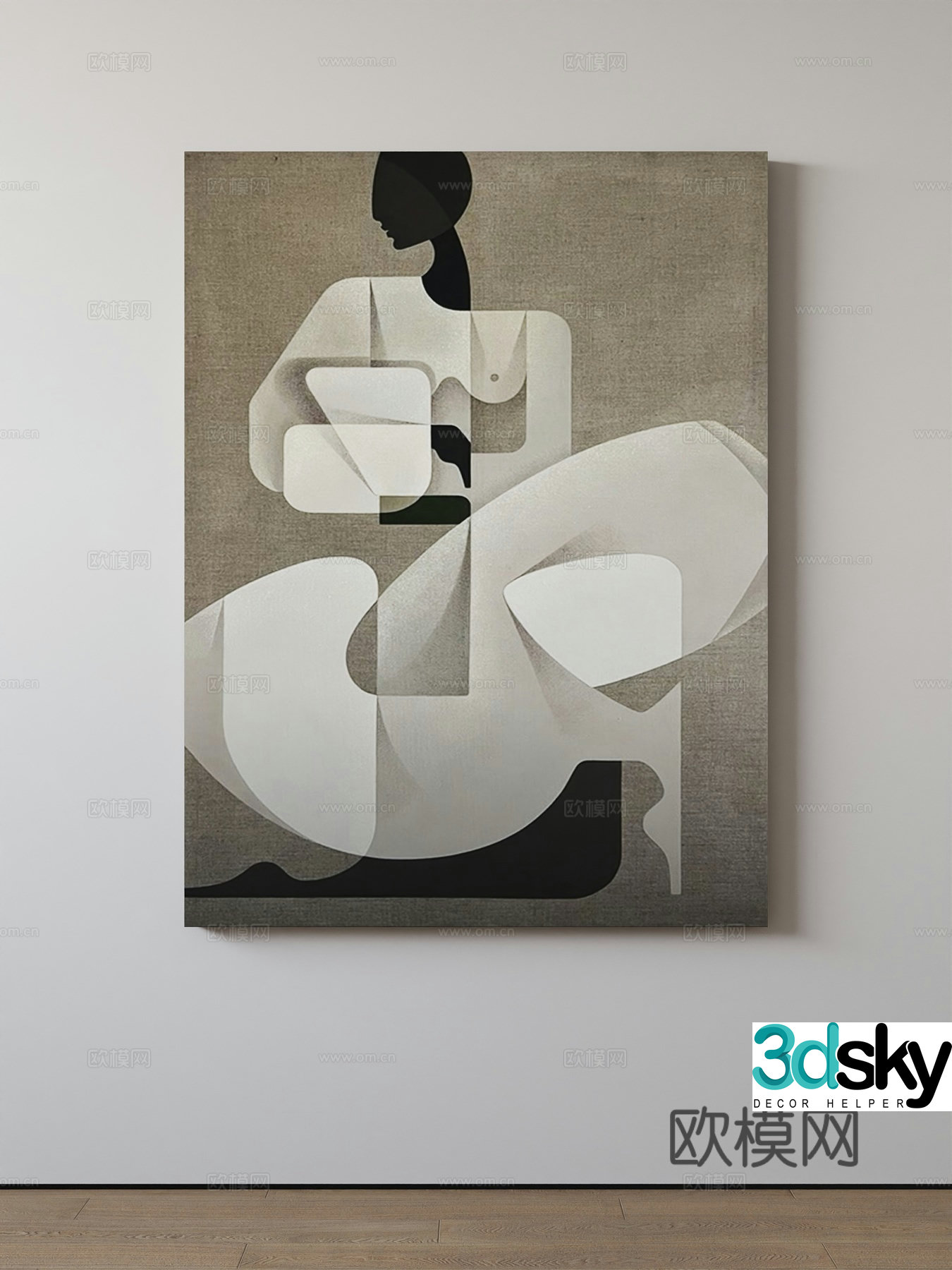 Modern decorative painting Abstract painting 3d model