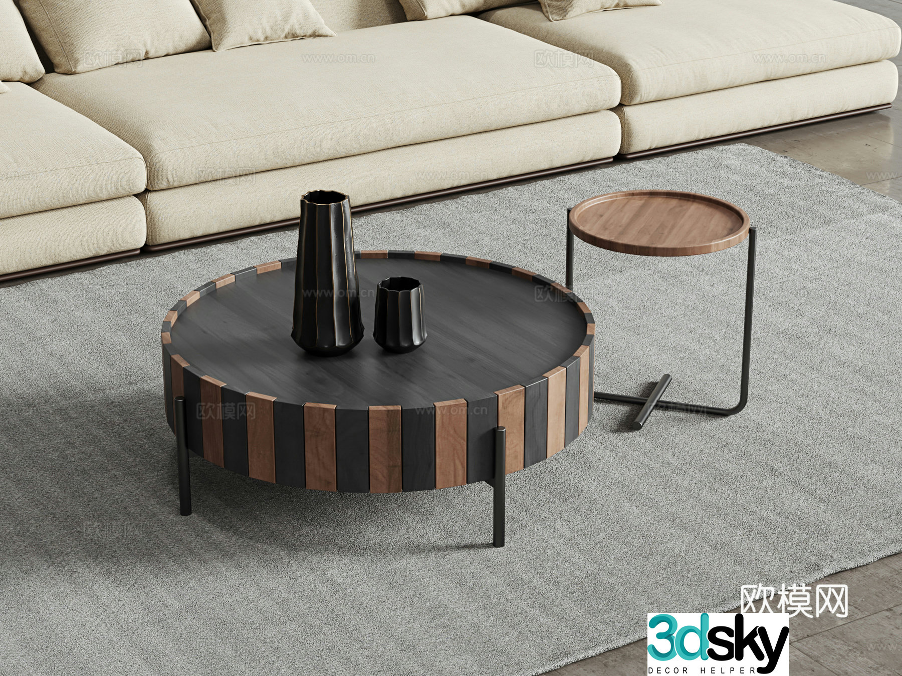 Middle-aged style coffee table 3D model
