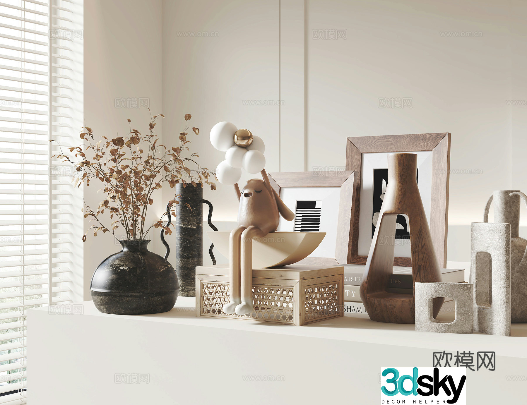 Modern jewelry ornaments vase cartoon doll 3d model