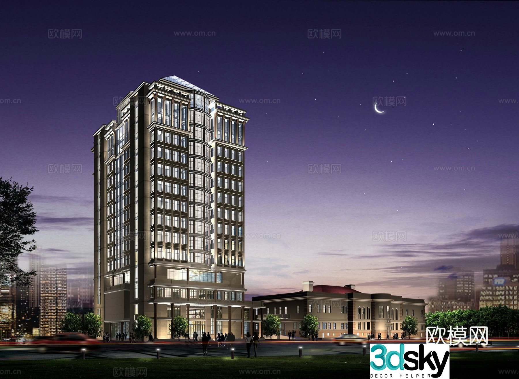 European-style multi-story public building office building appearance 3D model