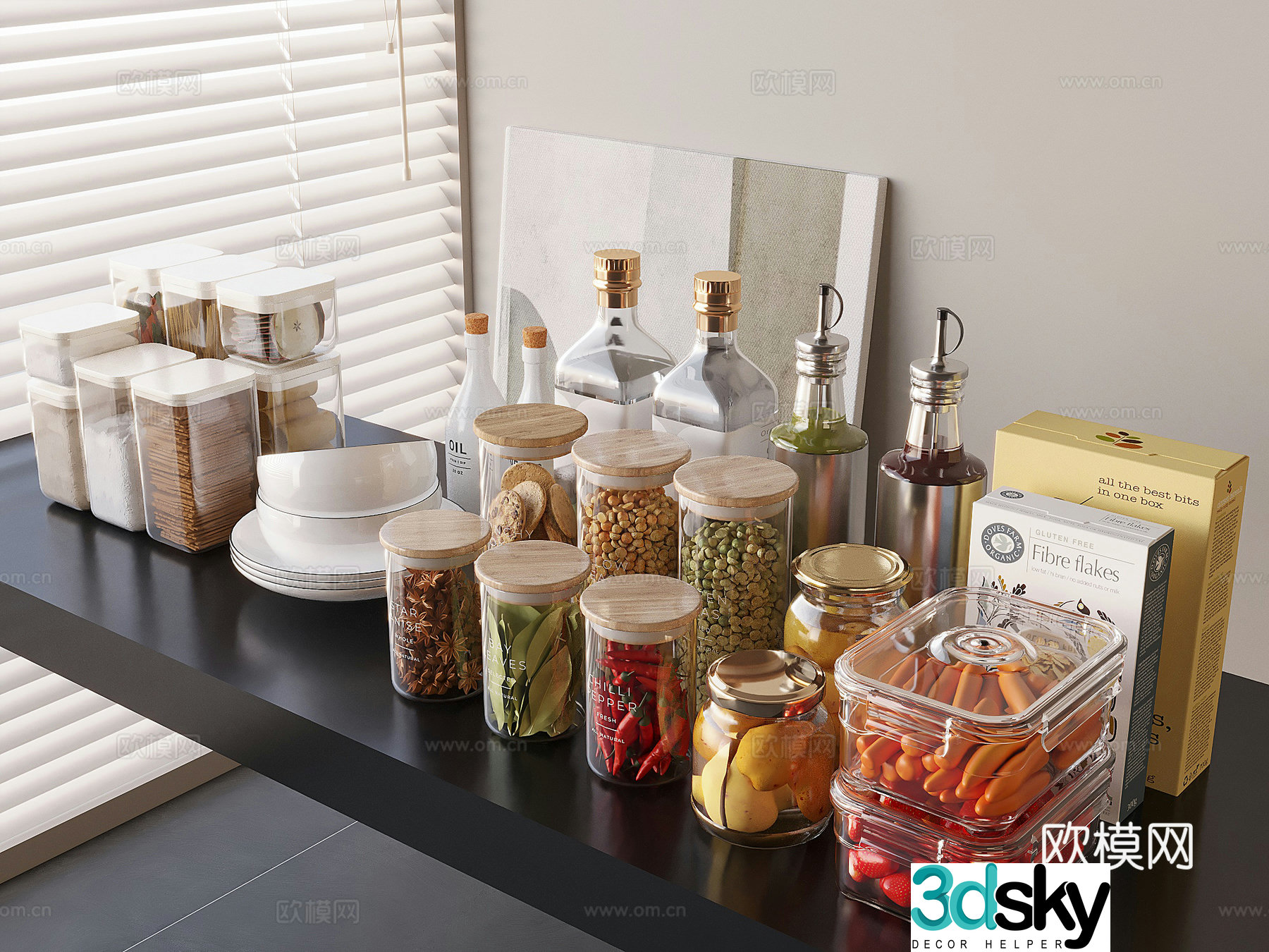 Kitchen supplies condiment bottle glass oil bottle crisper 3d model