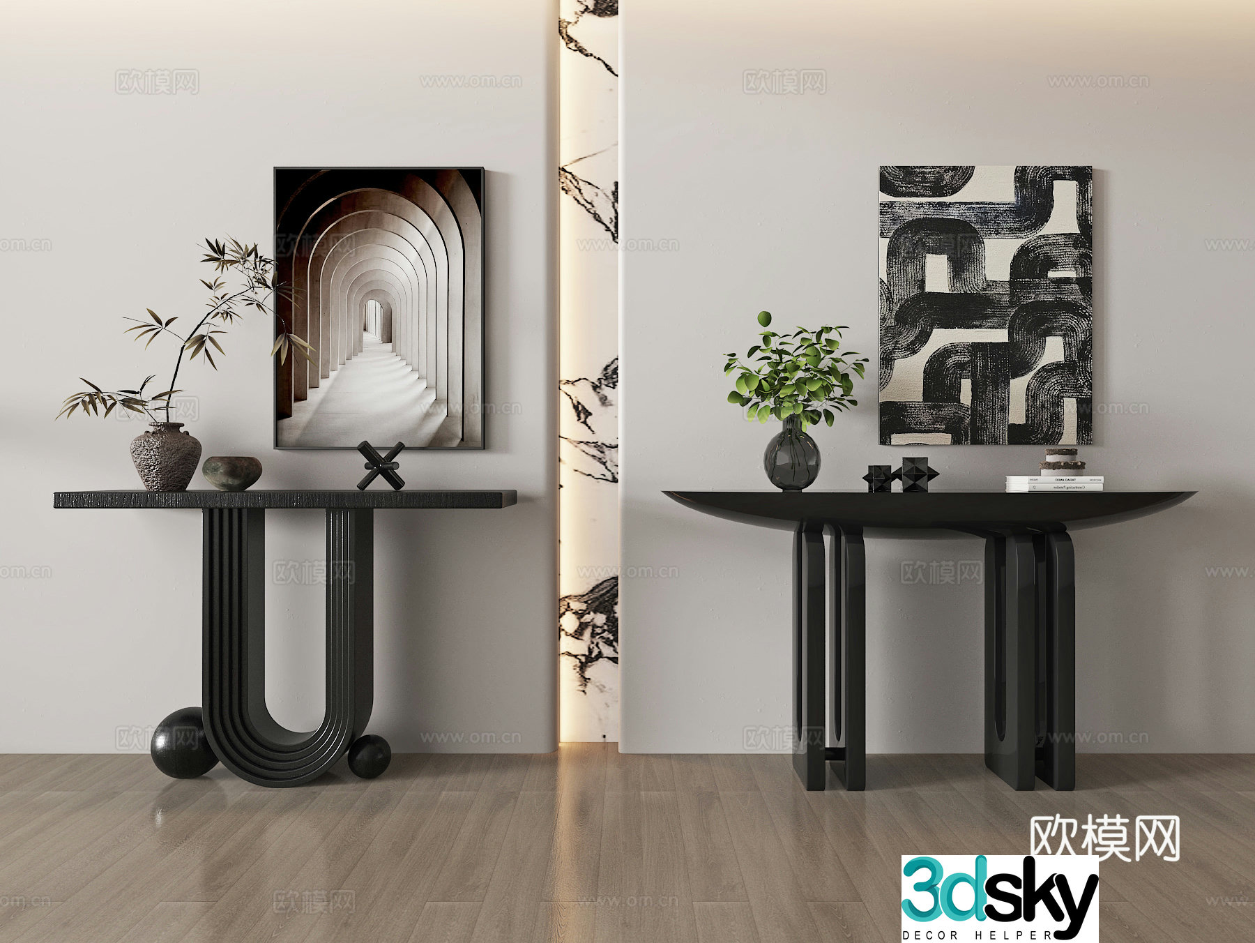 Modern entrance door case 3D model of end viewing platform