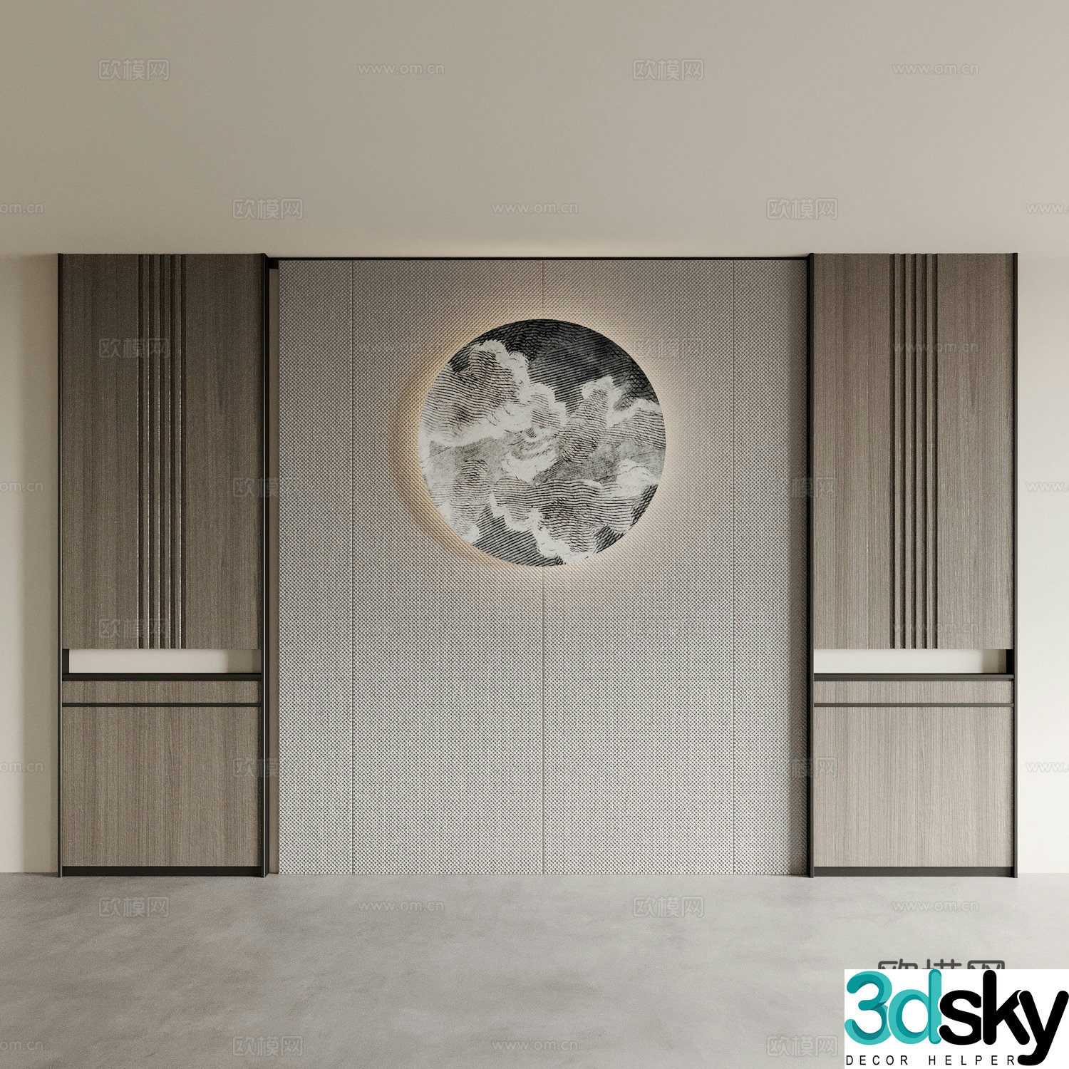 New Chinese style background wall bedside background wall 3d model