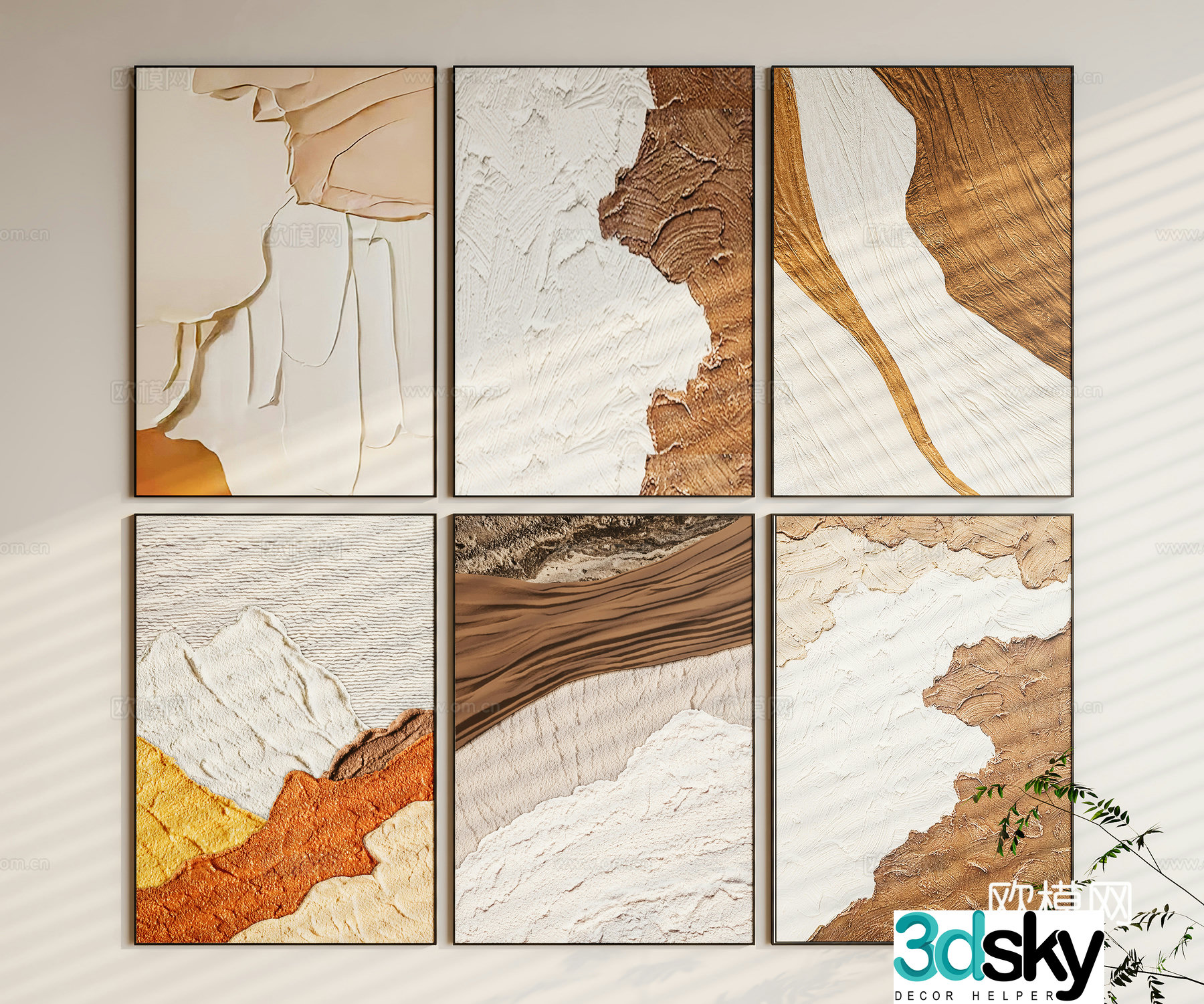 Modern texture painting decorative painting 3d model