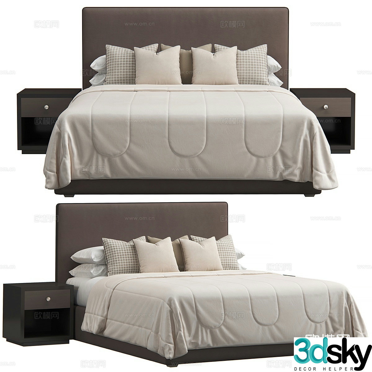 New Chinese style double bed 3d model