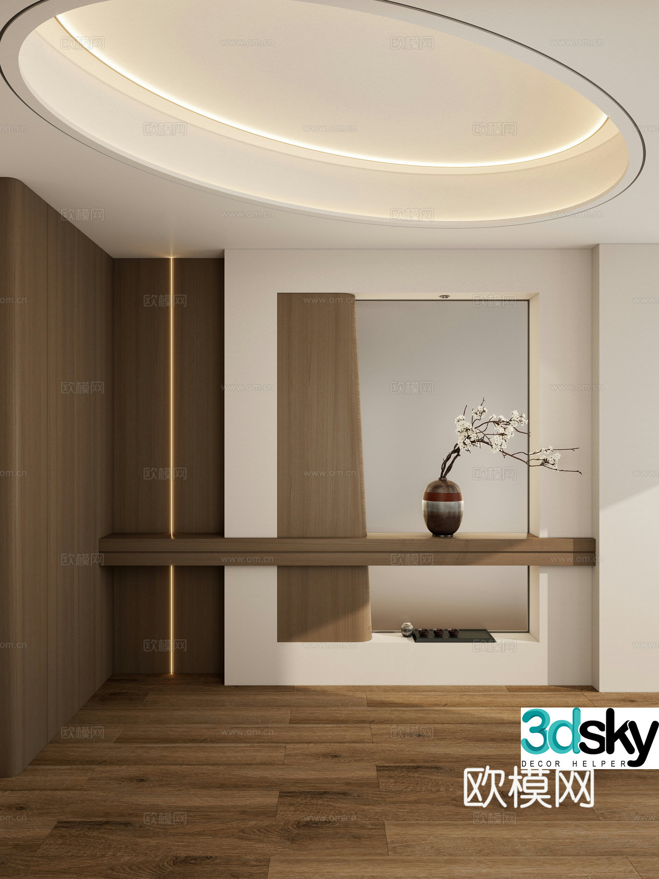 New Chinese style entrance entrance 3D model