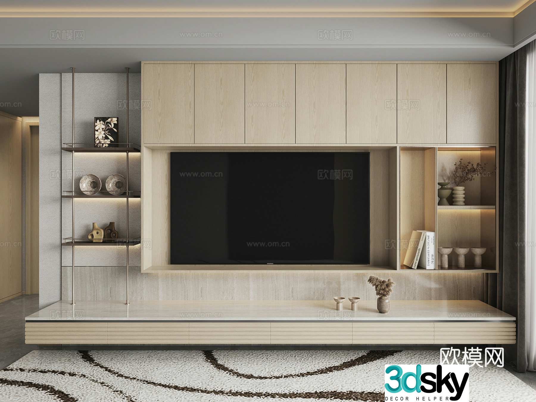 Modern TV background wall 3d model
