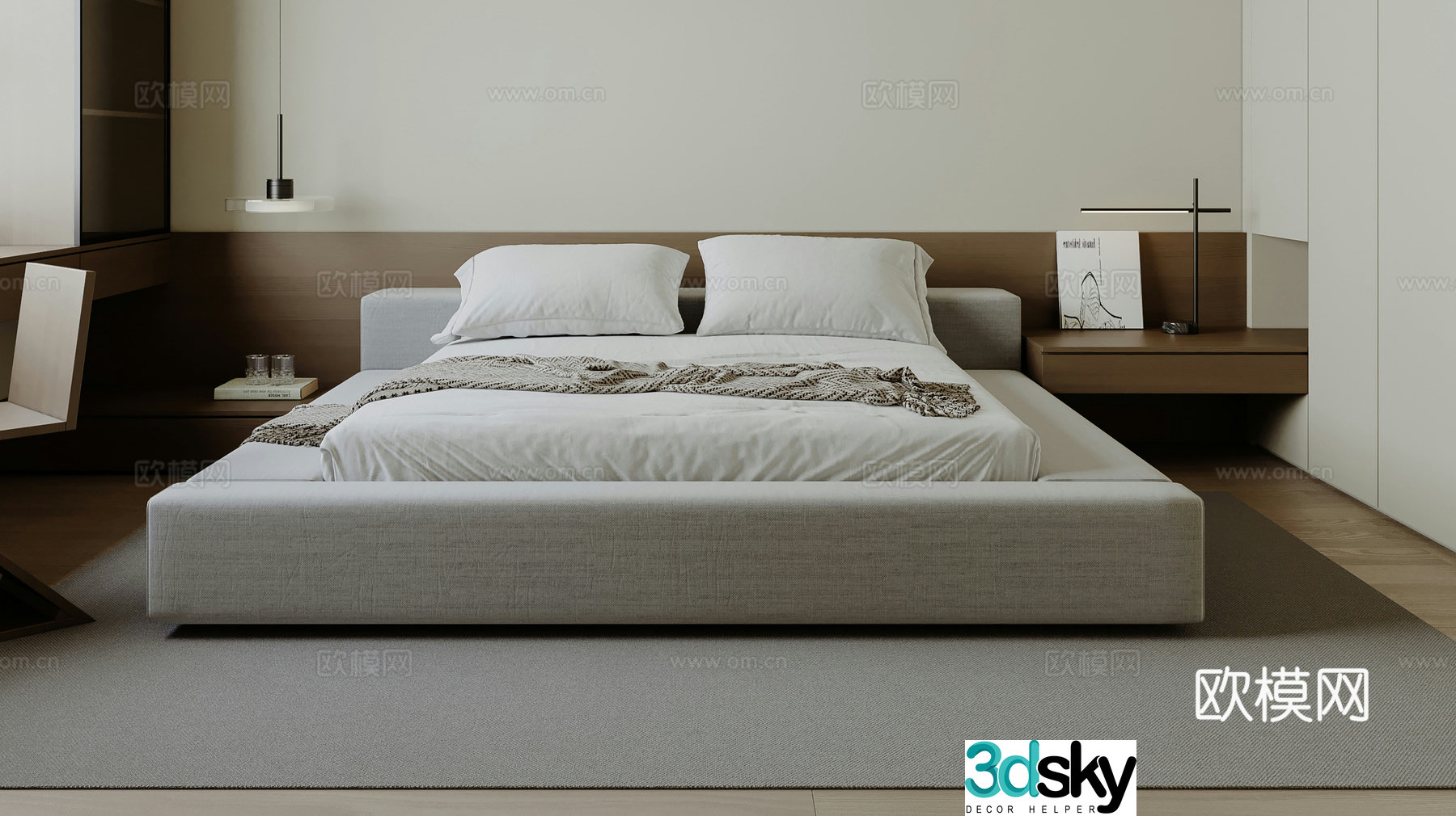 Modern double bed 3D model