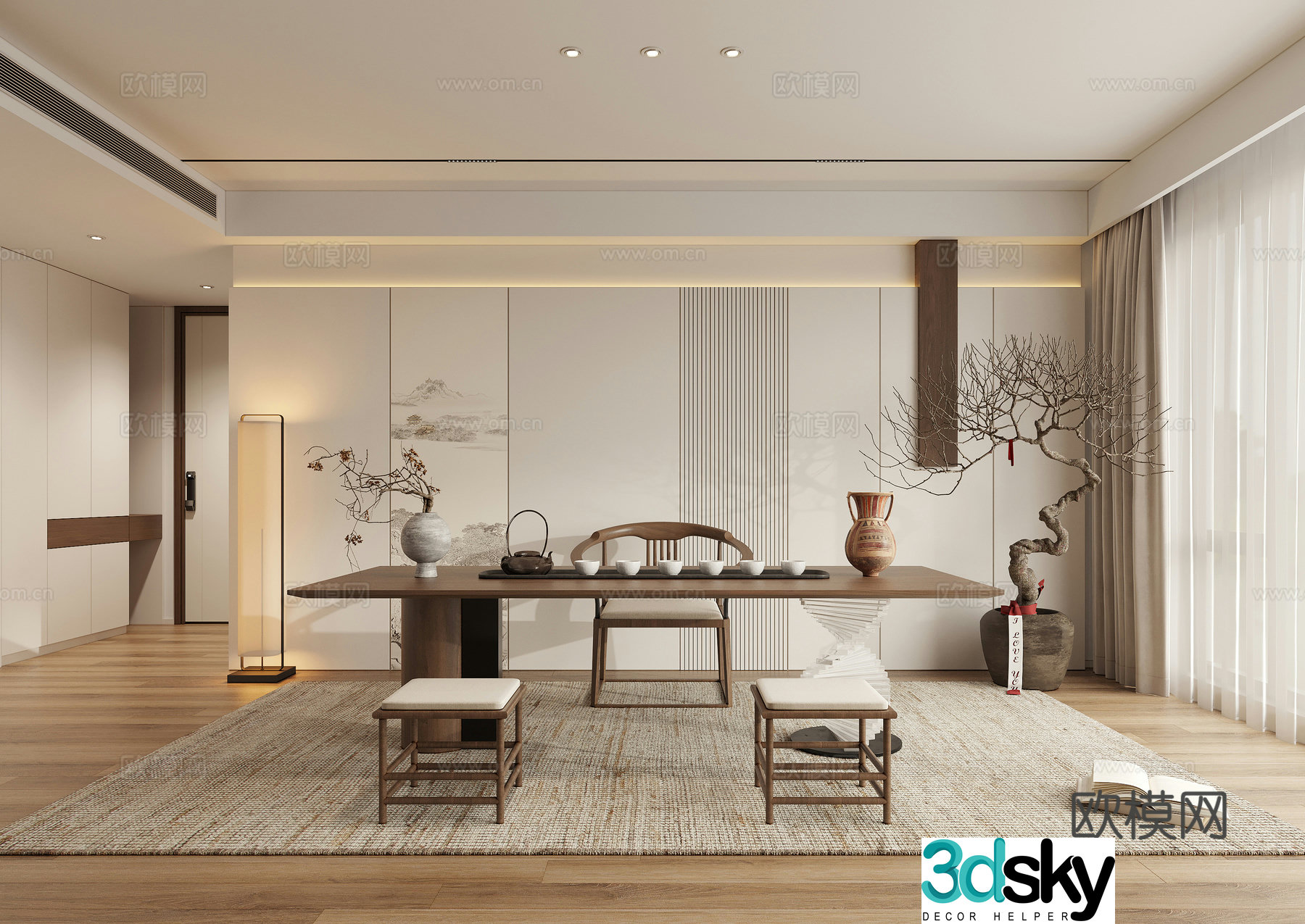 New Chinese tea room 3D model