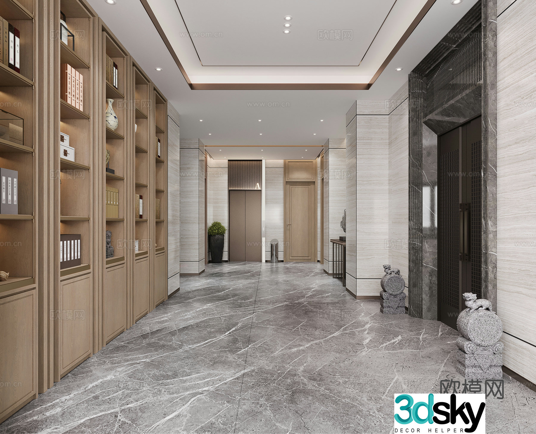 Modern elevator hall 3D model