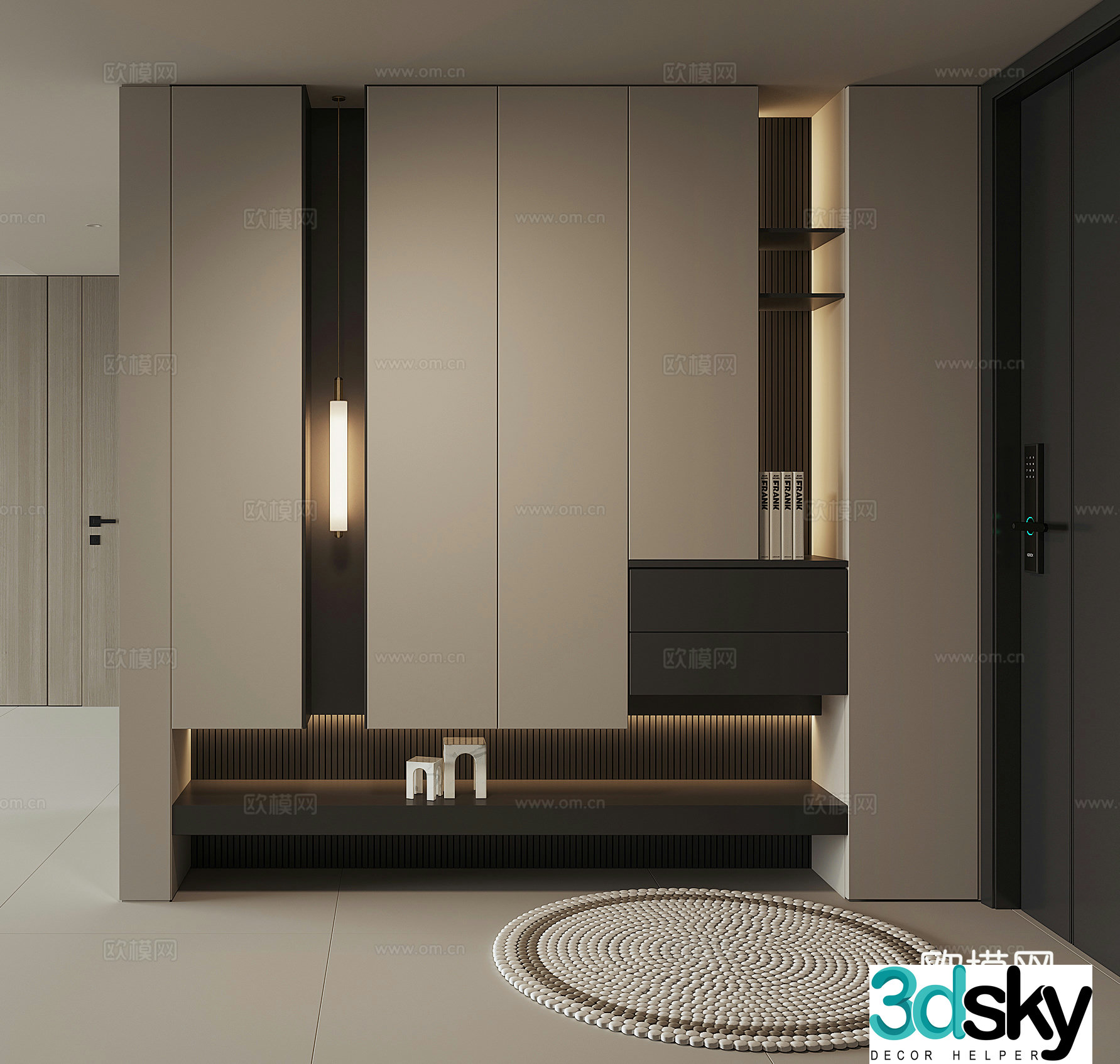 Modern home entrance shoe cabinet 3D model